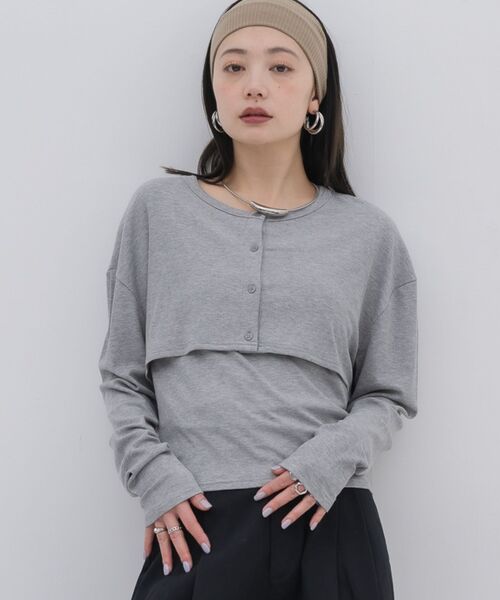 kivi(キヴィ)の「rib cardigan&cami(カーディガン/ボレロ・レディース・ライトグレー/ライトグリーン/ブラック・FREE)」の14枚目の写真
