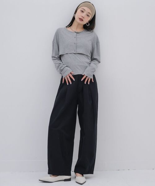 kivi(キヴィ)の「rib cardigan&cami(カーディガン/ボレロ・レディース・ライトグレー/ライトグリーン/ブラック・FREE)」の18枚目の写真