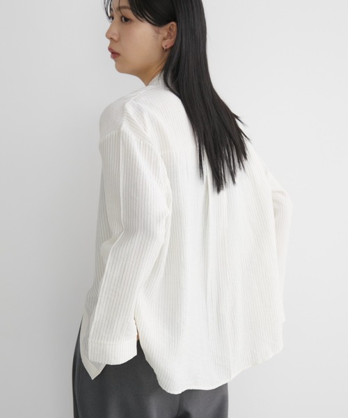 Aunt Marie's(アントマリーズ)の「ストライプオーバーシアーシャツ(シャツ/ブラウス・レディース・アイボリー/ブラック/グリーン/ピンク・FREE)」の16枚目の写真