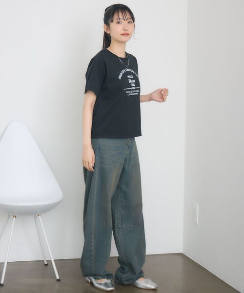 RETRO GIRL(レトロガール)の「アーチロゴプリントTEE(Tシャツ/カットソー・レディース・ホワイト/ブラック/イエロー・FREE)」の13枚目の写真