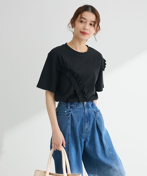 Petit fleur(プチフルール)の「・Petit Fleur アシンメトリーフリルTEE(Tシャツ/カットソー・レディース・ブラック/杢グレー/オフホワイト/ピンク・FREE)」の16枚目の写真