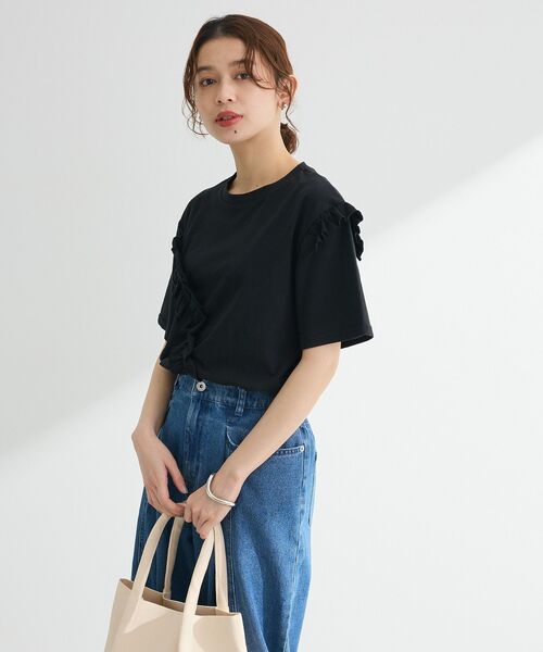 Petit fleur(プチフルール)の「・Petit Fleur アシンメトリーフリルTEE(Tシャツ/カットソー・レディース・ブラック/杢グレー/オフホワイト/ピンク・FREE)」の17枚目の写真