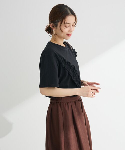 Petit fleur(プチフルール)の「・Petit Fleur アシンメトリーフリルTEE(Tシャツ/カットソー・レディース・ブラック/杢グレー/オフホワイト/ピンク・FREE)」の21枚目の写真