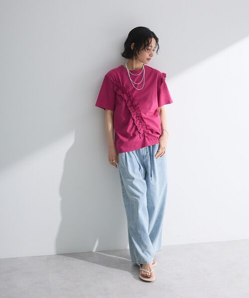 Petit fleur(プチフルール)の「・Petit Fleur アシンメトリーフリルTEE(Tシャツ/カットソー・レディース・ブラック/杢グレー/オフホワイト/ピンク・FREE)」の22枚目の写真