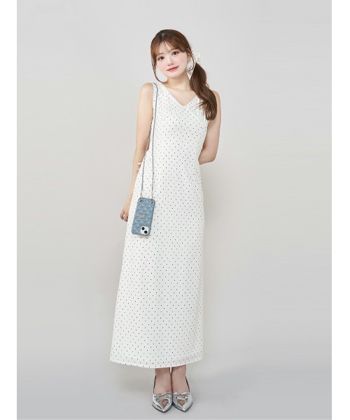 Darich キルティング iPhoneケース ホワイト　14Pro ダーリッチ Darich キルティングビジューDDチャームiPhoneケース