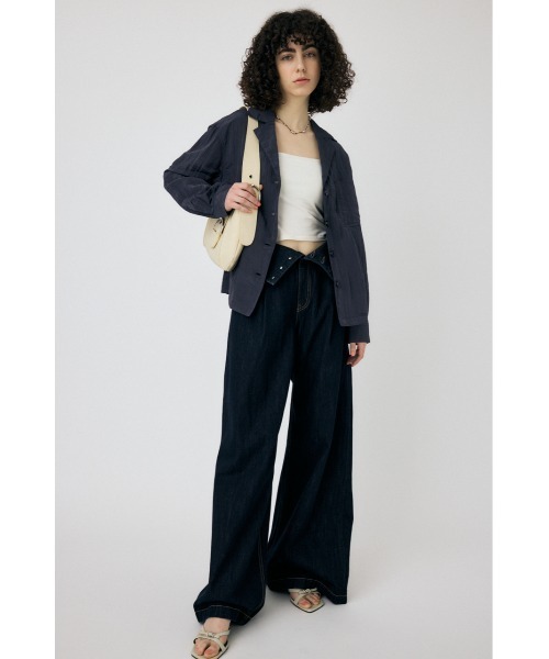 MOUSSY（マウジー）の「SATIN シャツ（シャツ/ブラウス・レディース・ネイビー/オフホワイト・FREE）」の4枚目の写真