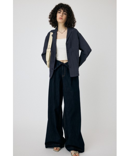 MOUSSY（マウジー）の「SATIN シャツ（シャツ/ブラウス・レディース・ネイビー/オフホワイト・FREE）」の5枚目の写真