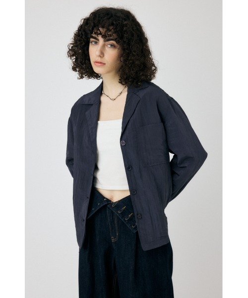MOUSSY（マウジー）の「SATIN シャツ（シャツ/ブラウス・レディース・ネイビー/オフホワイト・FREE）」の7枚目の写真