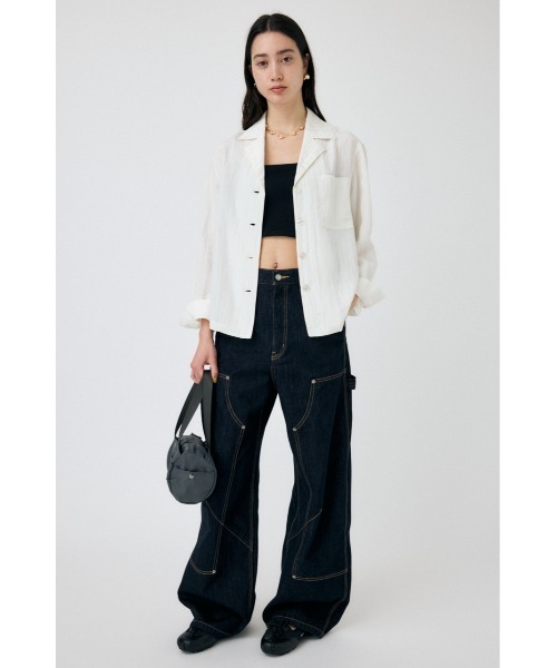 MOUSSY（マウジー）の「SATIN シャツ（シャツ/ブラウス・レディース・ネイビー/オフホワイト・FREE）」の12枚目の写真