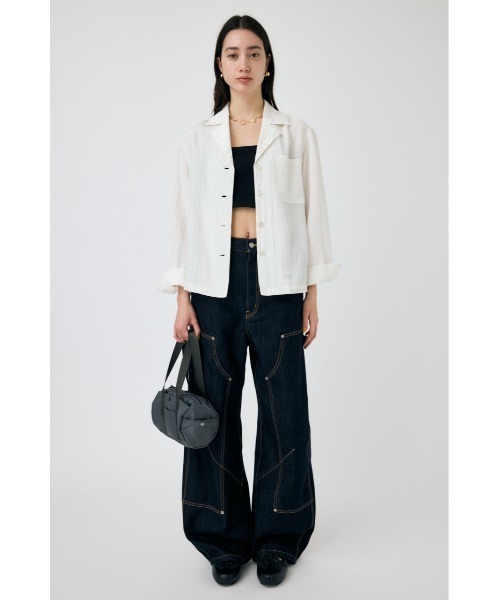 MOUSSY（マウジー）の「SATIN シャツ（シャツ/ブラウス・レディース・ネイビー/オフホワイト・FREE）」の14枚目の写真