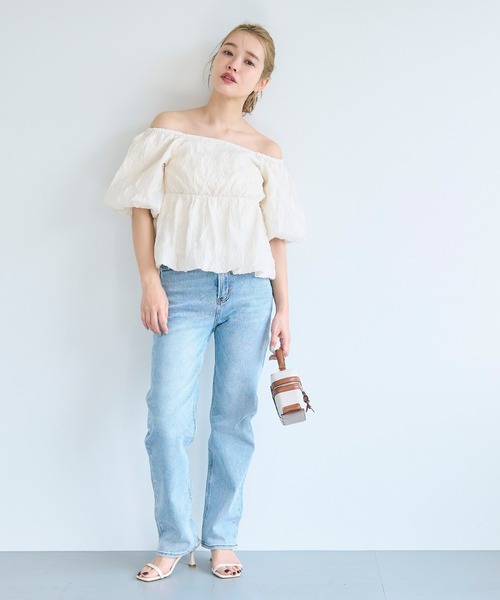 coca（coca）（コカ）の「【WEB限定セール】フラワージャカードバルーンブラウス（シャツ/ブラウス・レディース・ライトグリーン/アイボリー・S/M/L）」の7枚目の写真