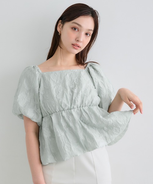 coca（coca）（コカ）の「【WEB限定セール】フラワージャカードバルーンブラウス（シャツ/ブラウス・レディース・ライトグリーン/アイボリー・S/M/L）」の9枚目の写真