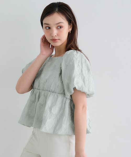 coca（coca）（コカ）の「【WEB限定セール】フラワージャカードバルーンブラウス（シャツ/ブラウス・レディース・ライトグリーン/アイボリー・S/M/L）」の13枚目の写真
