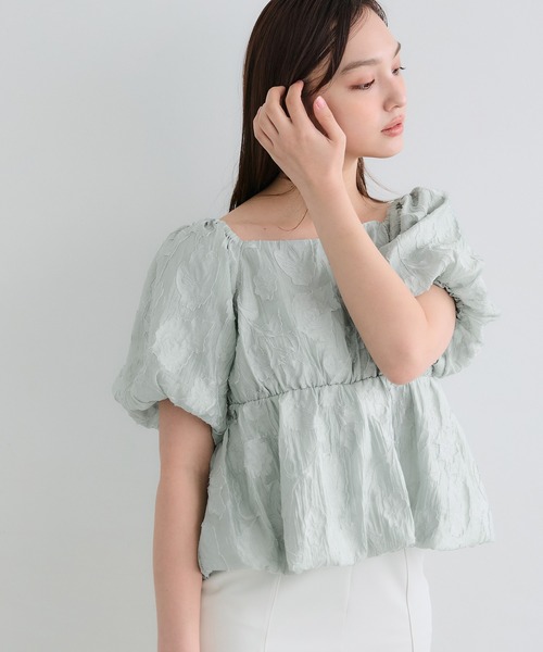 coca（coca）（コカ）の「【WEB限定セール】フラワージャカードバルーンブラウス（シャツ/ブラウス・レディース・ライトグリーン/アイボリー・S/M/L）」の14枚目の写真