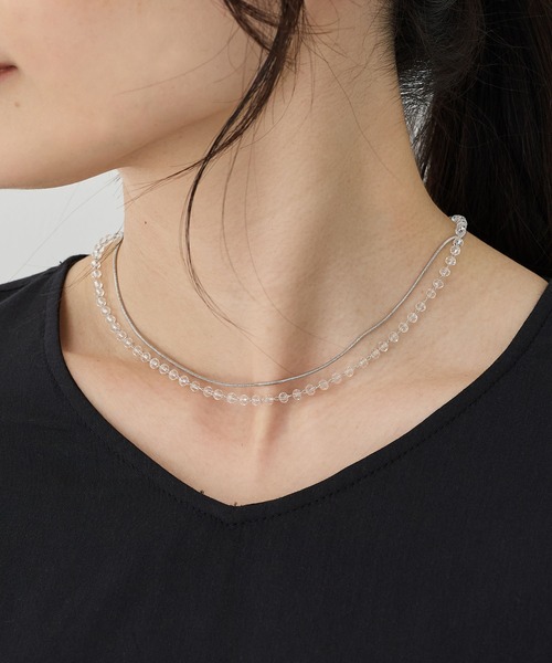 A/C DESIGN BY ALPHA CUBIC（エーシーデザインバイアルファキュービック）の「チェーン×クリアストーン2連ネックレス（ネックレス・レディース・シルバー/ゴールド・フリー）」の2枚目の写真