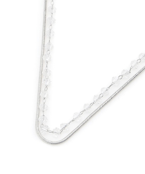 A/C DESIGN BY ALPHA CUBIC（エーシーデザインバイアルファキュービック）の「チェーン×クリアストーン2連ネックレス（ネックレス・レディース・シルバー/ゴールド・フリー）」の11枚目の写真