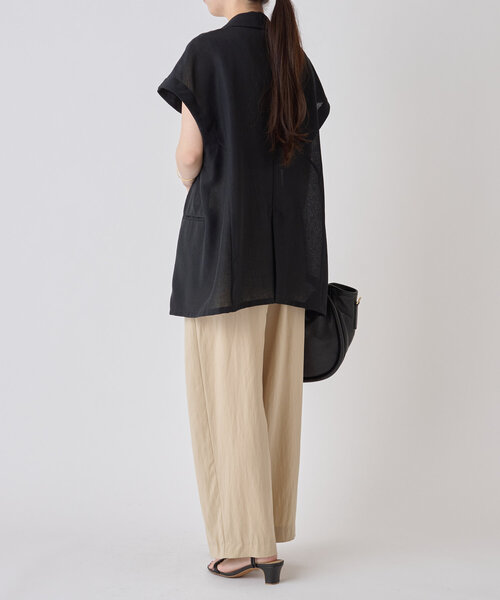 LIVETART（リヴェタート）の「麻調メッシュジャケット（テーラードジャケット・レディース・ブラック/カーキ・FREE）」の5枚目の写真