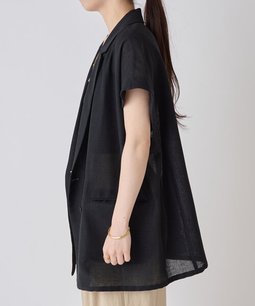 LIVETART（リヴェタート）の「麻調メッシュジャケット（テーラードジャケット・レディース・ブラック/カーキ・FREE）」の9枚目の写真