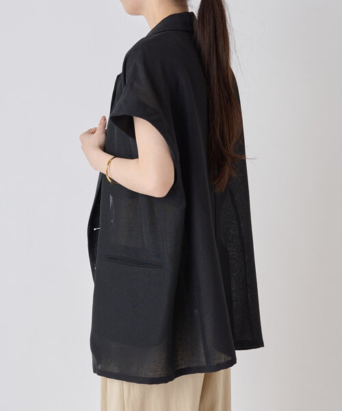 LIVETART（リヴェタート）の「麻調メッシュジャケット（テーラードジャケット・レディース・ブラック/カーキ・FREE）」の10枚目の写真