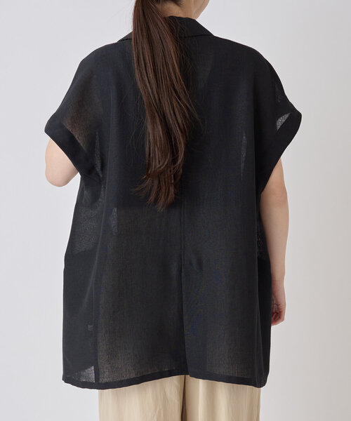 LIVETART（リヴェタート）の「麻調メッシュジャケット（テーラードジャケット・レディース・ブラック/カーキ・FREE）」の11枚目の写真