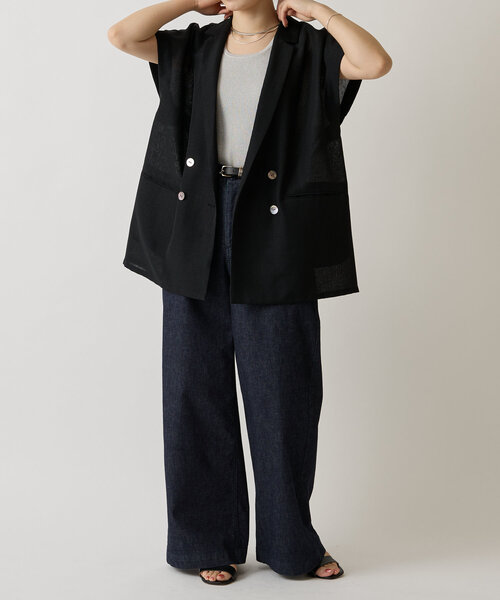 LIVETART（リヴェタート）の「麻調メッシュジャケット（テーラードジャケット・レディース・ブラック/カーキ・FREE）」の16枚目の写真