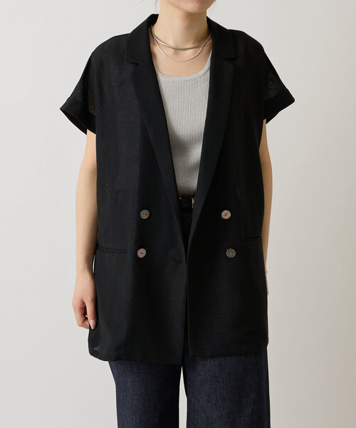 LIVETART（リヴェタート）の「麻調メッシュジャケット（テーラードジャケット・レディース・ブラック/カーキ・FREE）」の17枚目の写真