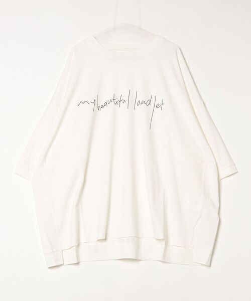 my beautiful landlet(マイビューティフルランドレット)の「【my beautiful landlet】 MERCERIZATION JERSEY EMBROIDERY BIG T-SHIRT(Tシャツ/カットソー・メンズ・ホワイト/ブラック/オフホワイト・FREE)」の1枚目の写真