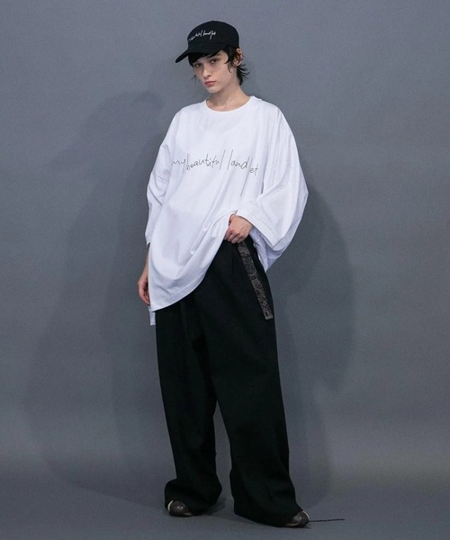 my beautiful landlet(マイビューティフルランドレット)の「【my beautiful landlet】 MERCERIZATION JERSEY EMBROIDERY BIG T-SHIRT(Tシャツ/カットソー・メンズ・ホワイト/ブラック/オフホワイト・FREE)」の2枚目の写真