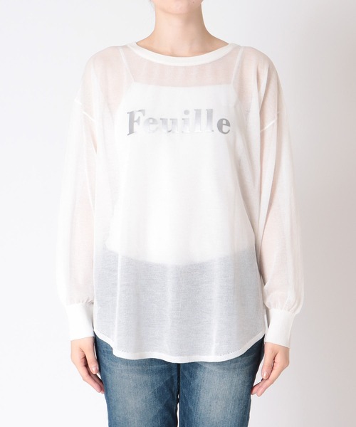 Jines(ジネス)の「ロゴプリントシアーオーバーニット(ニット/セーター・レディース・ホワイト/ベージュ/グリーン/ネイビー・38)」の16枚目の写真