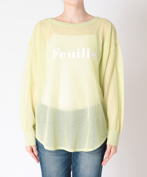 Jines(ジネス)の「ロゴプリントシアーオーバーニット(ニット/セーター・レディース・ホワイト/ベージュ/グリーン/ネイビー・38)」の18枚目の写真