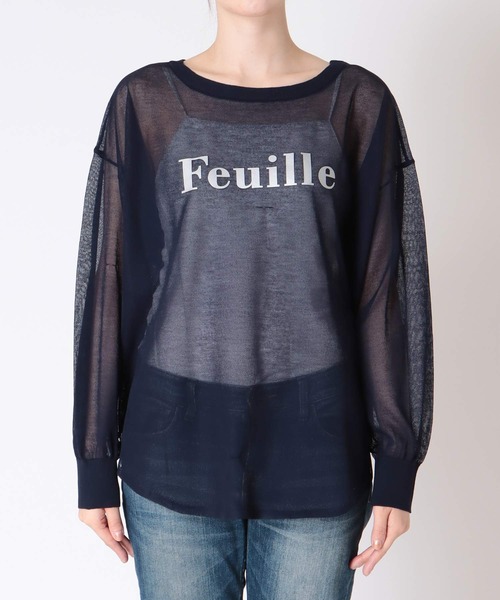 Jines(ジネス)の「ロゴプリントシアーオーバーニット(ニット/セーター・レディース・ホワイト/ベージュ/グリーン/ネイビー・38)」の14枚目の写真