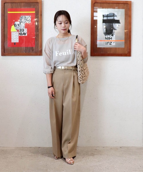 Jines(ジネス)の「ロゴプリントシアーオーバーニット(ニット/セーター・レディース・ホワイト/ベージュ/グリーン/ネイビー・38)」の7枚目の写真