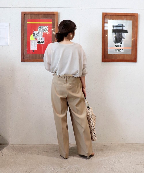 Jines(ジネス)の「ロゴプリントシアーオーバーニット(ニット/セーター・レディース・ホワイト/ベージュ/グリーン/ネイビー・38)」の6枚目の写真