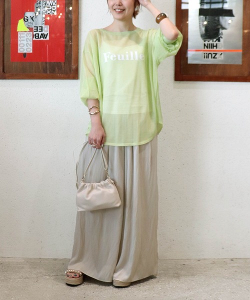 Jines(ジネス)の「ロゴプリントシアーオーバーニット(ニット/セーター・レディース・ホワイト/ベージュ/グリーン/ネイビー・38)」の10枚目の写真