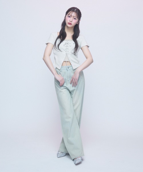 *paris*2 in 1 コルセット＆フリルTシャツ コルセットタッチT（Tシャツ/カットソー）｜TITTY&CO.（ティ