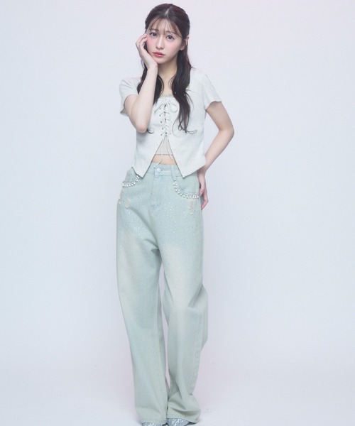 TITTY&CO.（ティティーアンドコー）の「コルセットタッチT（Tシャツ/カットソー・レディース・ブラック/アイボリー/グレー・FREE）」の7枚目の写真