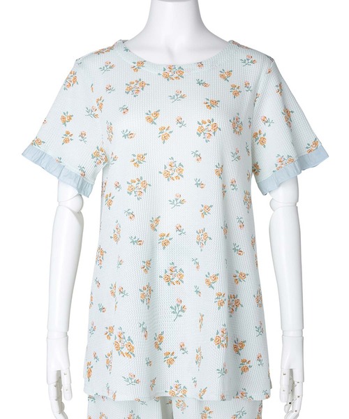KID BLUE(キッドブルー)の「キッドブルー -25ワッフルフラワーPt -半袖トップス -KRBN357 -kidblue(Tシャツ/カットソー・レディース・アイボリー/ミント・M/L)」の2枚目の写真