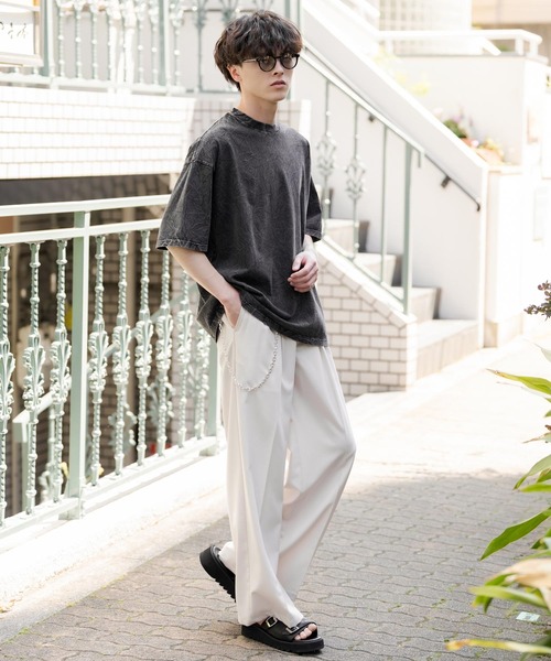 Rocky Monroe(ロッキーモンロー)の「オーバーサイズ ケミカルウォッシュワンポイントフラワープリント半袖Tシャツ(Tシャツ/カットソー・メンズ・ブラック/ネイビー・M/L/XL)」の13枚目の写真