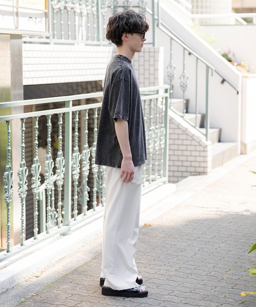 Rocky Monroe(ロッキーモンロー)の「オーバーサイズ ケミカルウォッシュワンポイントフラワープリント半袖Tシャツ(Tシャツ/カットソー・メンズ・ブラック/ネイビー・M/L/XL)」の22枚目の写真