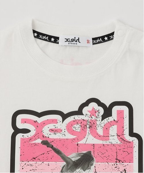 X-girl Stages(エックスガールステージス)の「スケボーガール転写プリント半袖Tシャツ(Tシャツ/カットソー・キッズ・オフホワイト/ブラック・130cm/110cm/120cm/140cm/100cm/90cm)」の5枚目の写真