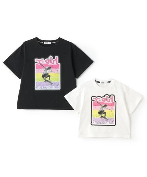 X-girl Stages(エックスガールステージス)の「スケボーガール転写プリント半袖Tシャツ(Tシャツ/カットソー・キッズ・オフホワイト/ブラック・130cm/110cm/120cm/140cm/100cm/90cm)」の11枚目の写真
