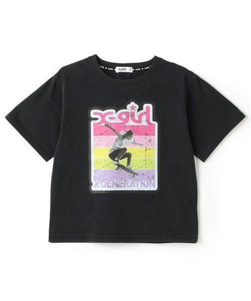 X-girl Stages(エックスガールステージス)の「スケボーガール転写プリント半袖Tシャツ(Tシャツ/カットソー・キッズ・オフホワイト/ブラック・130cm/110cm/120cm/140cm/100cm/90cm)」の12枚目の写真