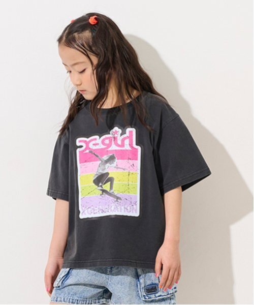 X-girl Stages(エックスガールステージス)の「スケボーガール転写プリント半袖Tシャツ(Tシャツ/カットソー・キッズ・オフホワイト/ブラック・130cm/110cm/120cm/140cm/100cm/90cm)」の16枚目の写真