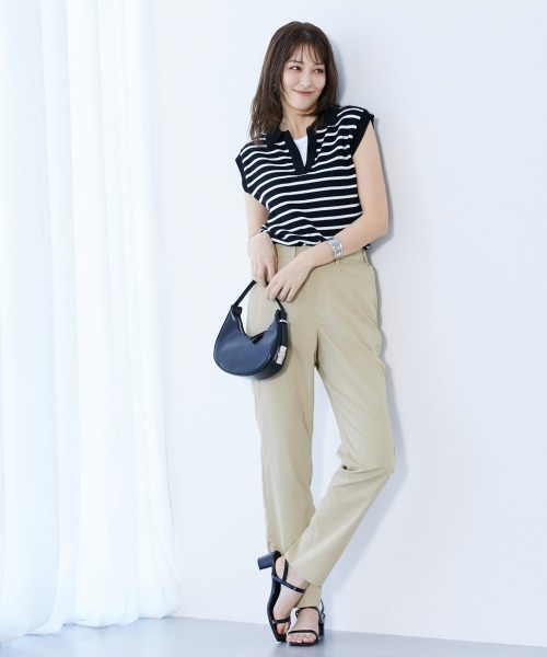 slattgir(スラットジール)の「高身長 接触冷感ライトチノストレートパンツ(股下78cm)(トールサイズ)(その他パンツ・レディース・ブラック/ベージュ/カーキ・5L/M/L/LL/3L/4L)」の5枚目の写真