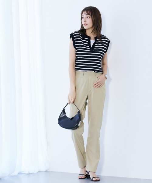 slattgir(スラットジール)の「高身長 接触冷感ライトチノストレートパンツ(股下78cm)(トールサイズ)(その他パンツ・レディース・ブラック/ベージュ/カーキ・5L/M/L/LL/3L/4L)」の4枚目の写真