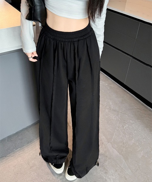Miniministore(ミニミニストア)の「ワイドスウェットパンツ フロントライン(スウェットパンツ・レディース・ダークグレー/ブラック/ライトグレー・FREE)」の2枚目の写真
