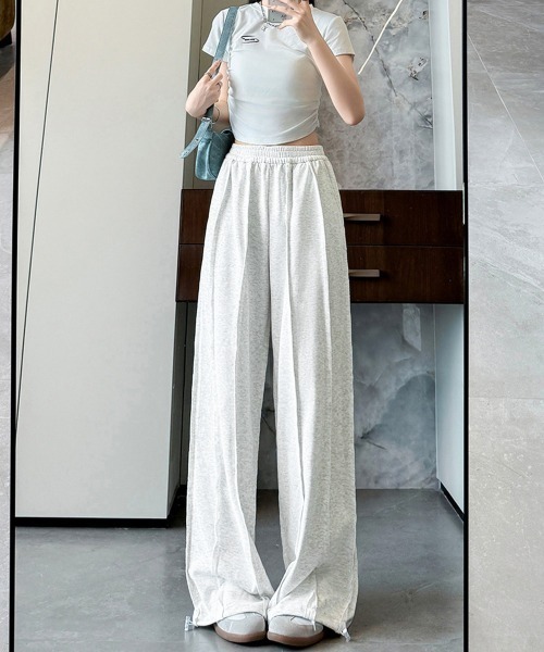 Miniministore(ミニミニストア)の「ワイドスウェットパンツ フロントライン(スウェットパンツ・レディース・ダークグレー/ブラック/ライトグレー・FREE)」の19枚目の写真