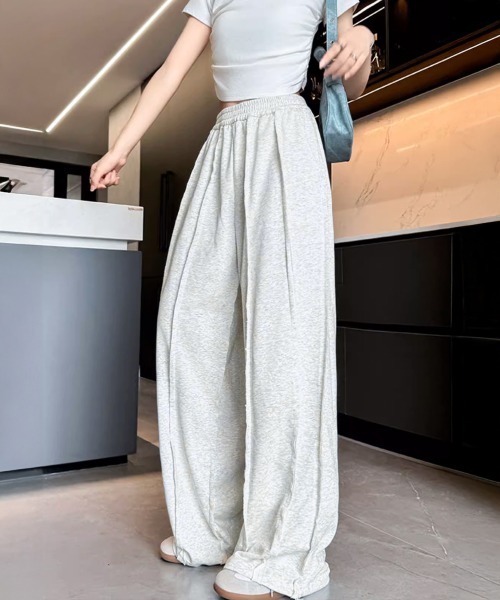 Miniministore(ミニミニストア)の「ワイドスウェットパンツ フロントライン(スウェットパンツ・レディース・ダークグレー/ブラック/ライトグレー・FREE)」の20枚目の写真