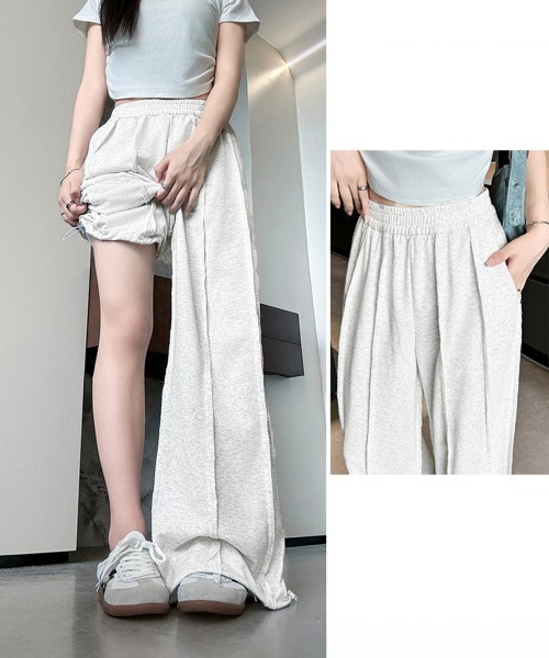 Miniministore(ミニミニストア)の「ワイドスウェットパンツ フロントライン(スウェットパンツ・レディース・ダークグレー/ブラック/ライトグレー・FREE)」の21枚目の写真
