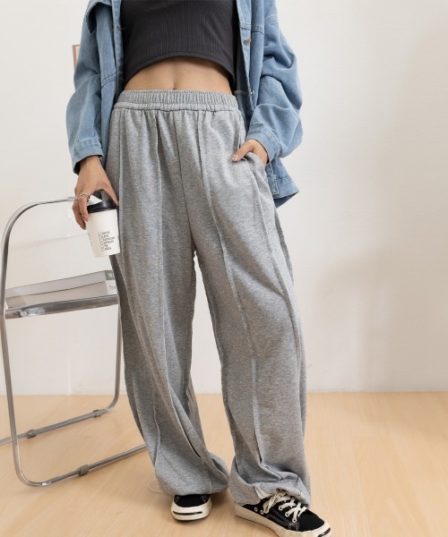 Miniministore(ミニミニストア)の「ワイドスウェットパンツ フロントライン(スウェットパンツ・レディース・ダークグレー/ブラック/ライトグレー・FREE)」の22枚目の写真